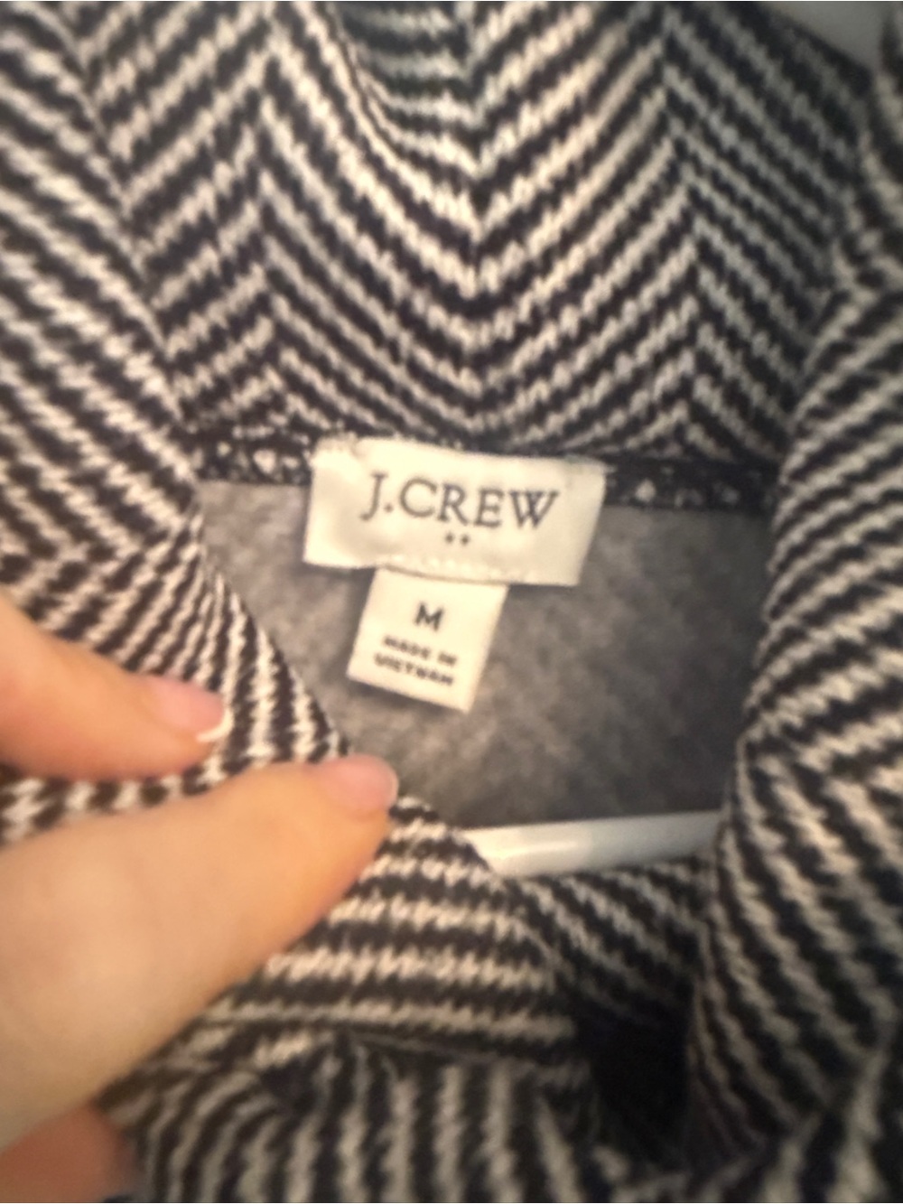 J. Crew Gray Chevron Herringbone Funnel Turtleneck Sweater - Picture 4 of 4